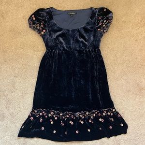 vintage betsey Johnson velvet embroidered mini dress